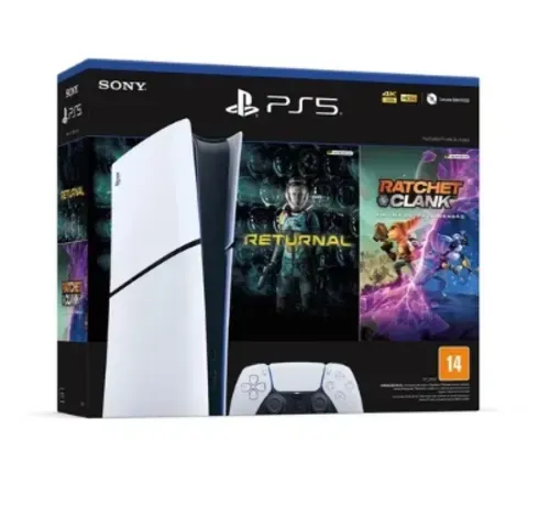 Console Playstation 5 Slim Sony, Ssd 1tb, Edio Digital, Com Controle Sem Fio Dualsense, Branco + 2 Jogos Digitais - 1000038914